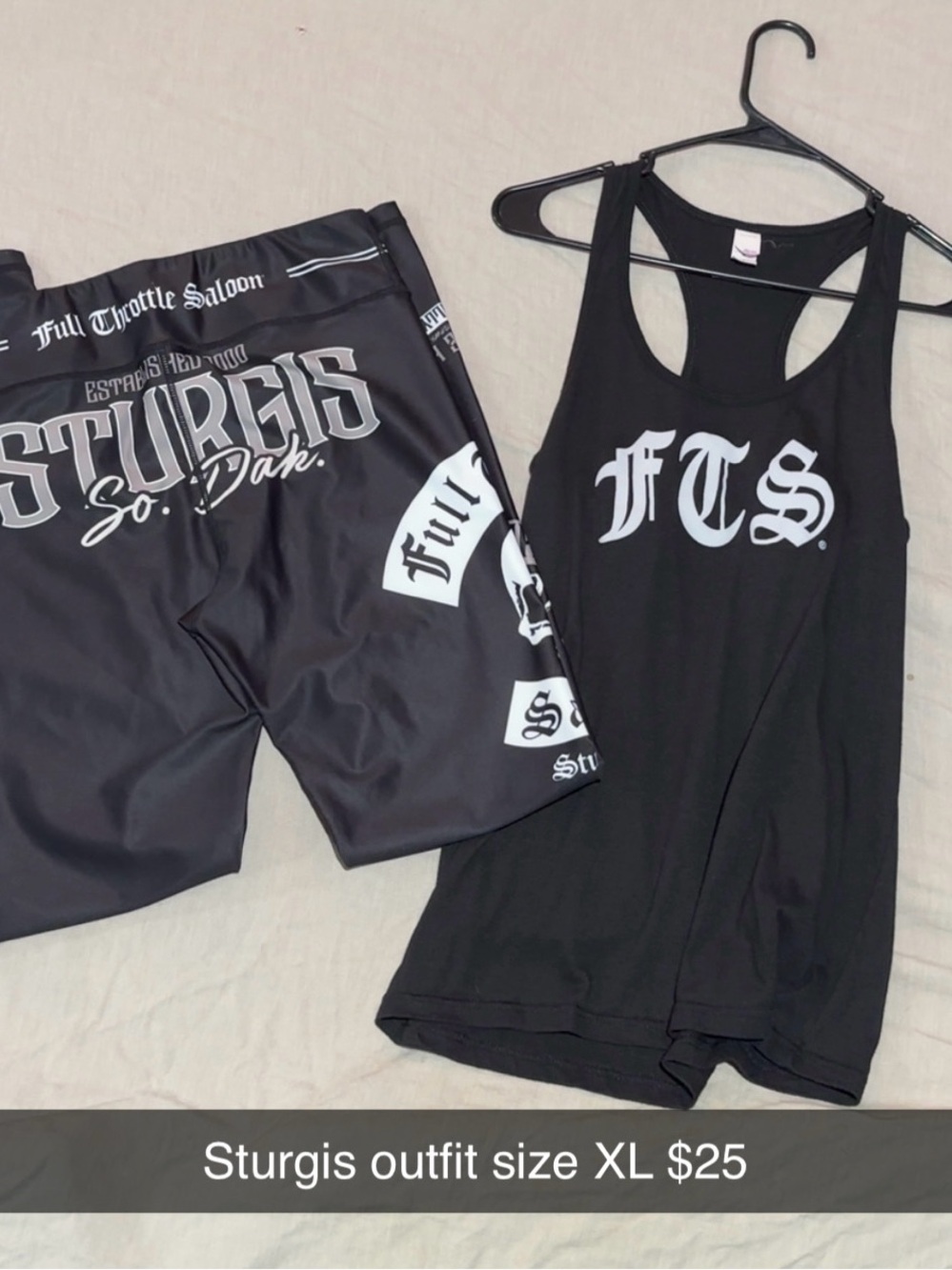 FTS Sturgis Black Men's Tank and Shorts Set